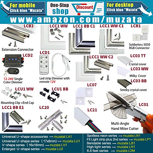 Muzata Led Channel Corner Connector Kit LShape Adaptor 8PCS 90 Degree