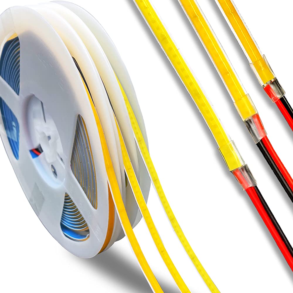 Boarda 12V/24V 3/5mm FCOB Flexible LED Strip 16.4FT/5M 384LEDs Warm/Natural/Cool White Dimmable Deformable FOB COB LED Light (Natural White 4000k, 24V)