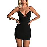 MakeMeChic Women's Backless Criss Cross Halter Dress Cut Out Bodycon Party Mini Dresses