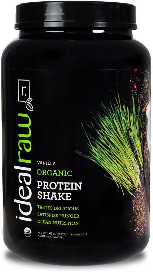 IdealRaw, Organic Protein Shake, Plant Based Protein Powder, Vanilla, 30 Servings