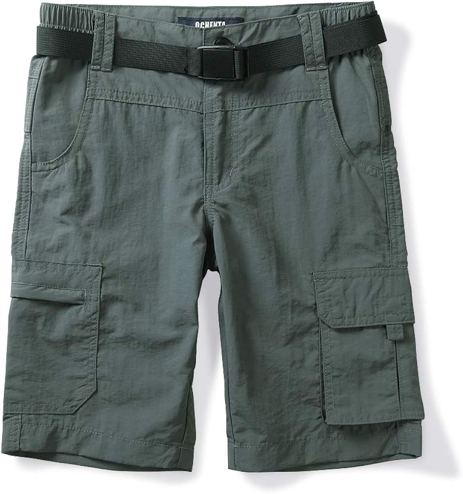 Mesinsefra Kids' Elastic Waist Cargo Shorts, Boys Girl's Youth Casual Lightweight Outdoor Quick Dry Hiking Travel: Clothing