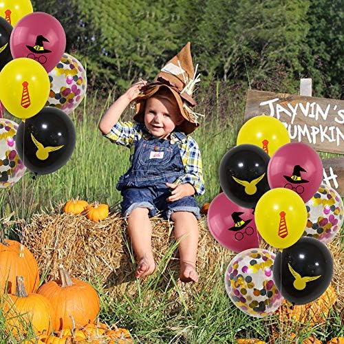 SER EDTY 40 PCS Harry Potter Pattern Balloons, 12" Latex Balloons Harry Potter Color Confetti Balloons Kit for Baby Birthday Party Baby Shower Harry Potter Theme Party Supplies