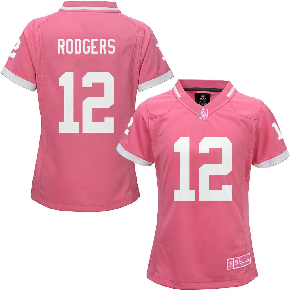 Aaron Rodgers Green Bay Packers NFL Girls Pink On-Field Jersey