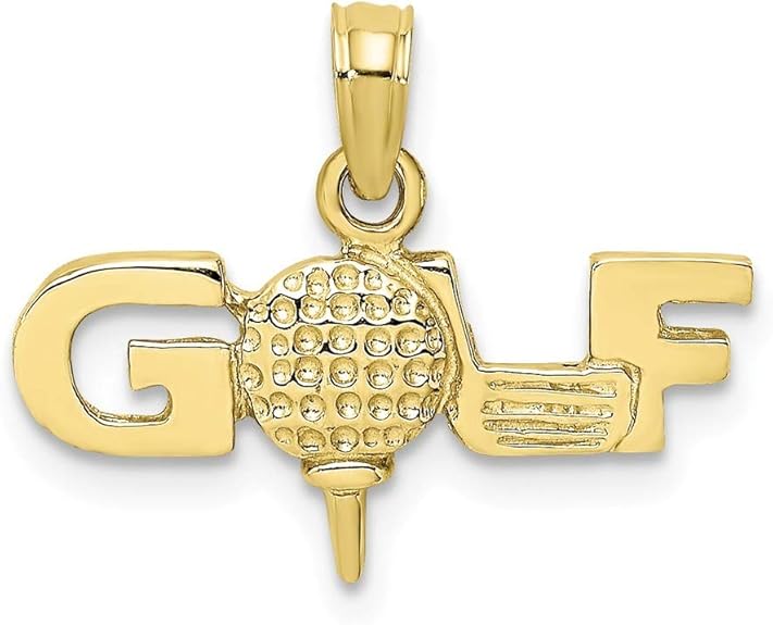 10k Gold Solid Polished Golf Pendant Necklace Jewelry Gifts for Women