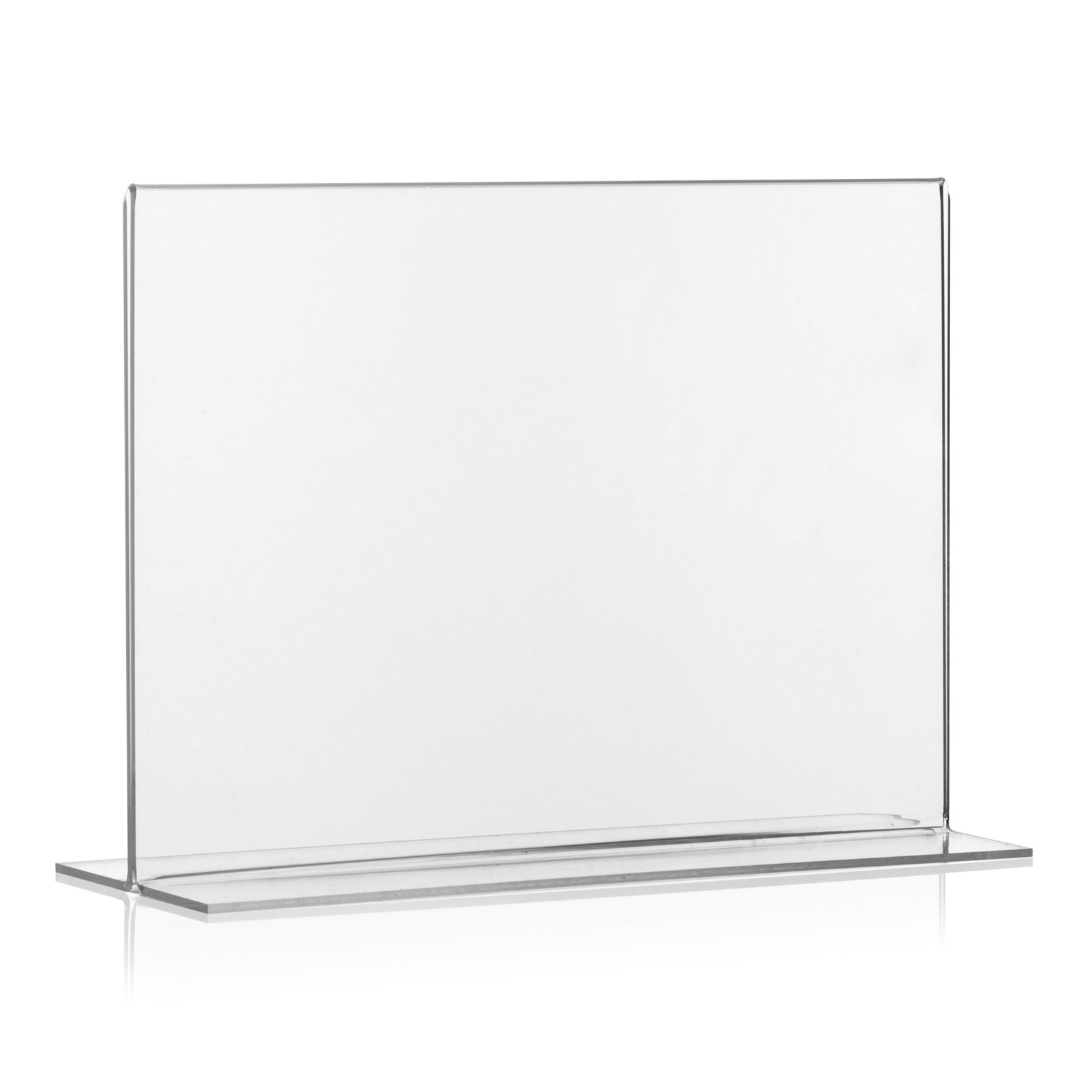 VITAdisplays Pack of 10 DIN A5 Landscape Advertising Stands, T-Stand, Table Stand Made of Original Plexiglas