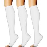 CHARMKING 3 Pairs Open Toe Compression Socks for Women & Men Circulation 15-20 mmHg is Best Support for All Day Wear