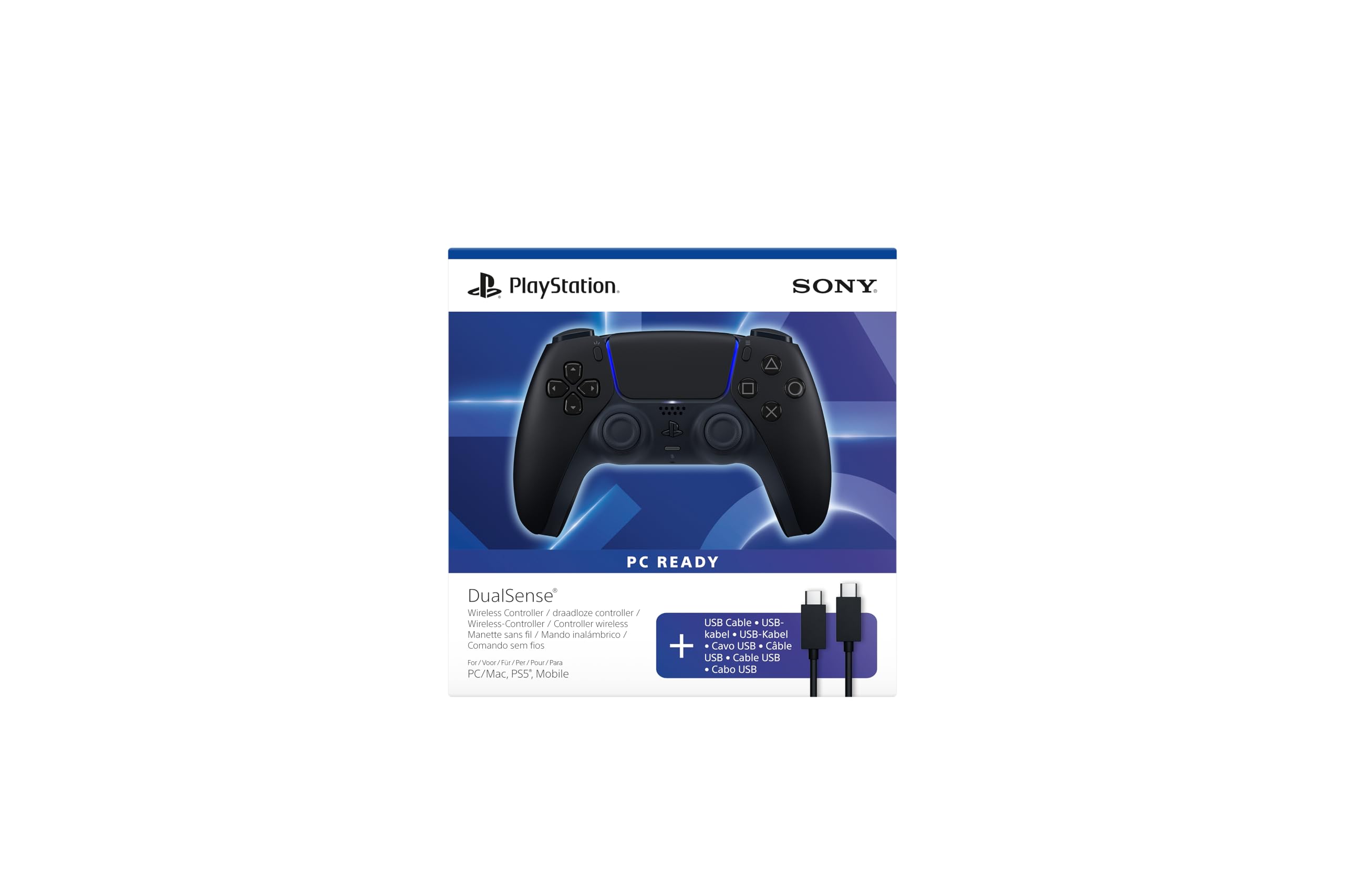 DualSense® Wireless-Controller – Midnight Black + USB-Kabel für PC