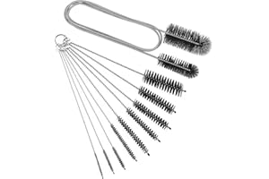 10 Size Set Flexible Drain Brush and Straw Cleaner Brush Set,Pipe Cleaners Brush, 60Inch Stainless Steel Double-Ended Hose Br