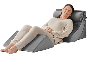 Axelrod 4PCS Orthopedic Bed Wedge Pillow Set, Post Surgery Foam for Back, Neck and Leg Pain Relief Comfortable & Adjustable Ortho Pillows- Anti Snoring, Heartburn, Acid Reflux & GERD Sleeping Grey