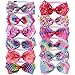 Elcoho 12 Styles Unicorn Bow Headband Unicorn Theme Hair Bows Teeth Comb Hair Hoops Hair Accessories for Girls, 12 Pieces (12 Colors A)