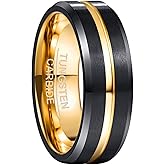 NUNCAD Tungsten Ring for Men Women Wedding Bands 4/6/8/10mm Width Multicolor Available Groove Beveled Edges Engraved I Love You Size 4 to 17