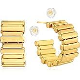 MYEARS Women Hoop Earrings Gold 14K Gold Filled Small Simple Handmade Hypoallergenic Everyday Illusion Jewelry