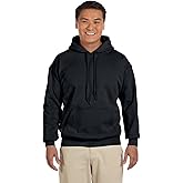 Gildan Men's Rib Knit Pouch Pocket Hooded Sweatshirt, Black, XXXXX-Large
