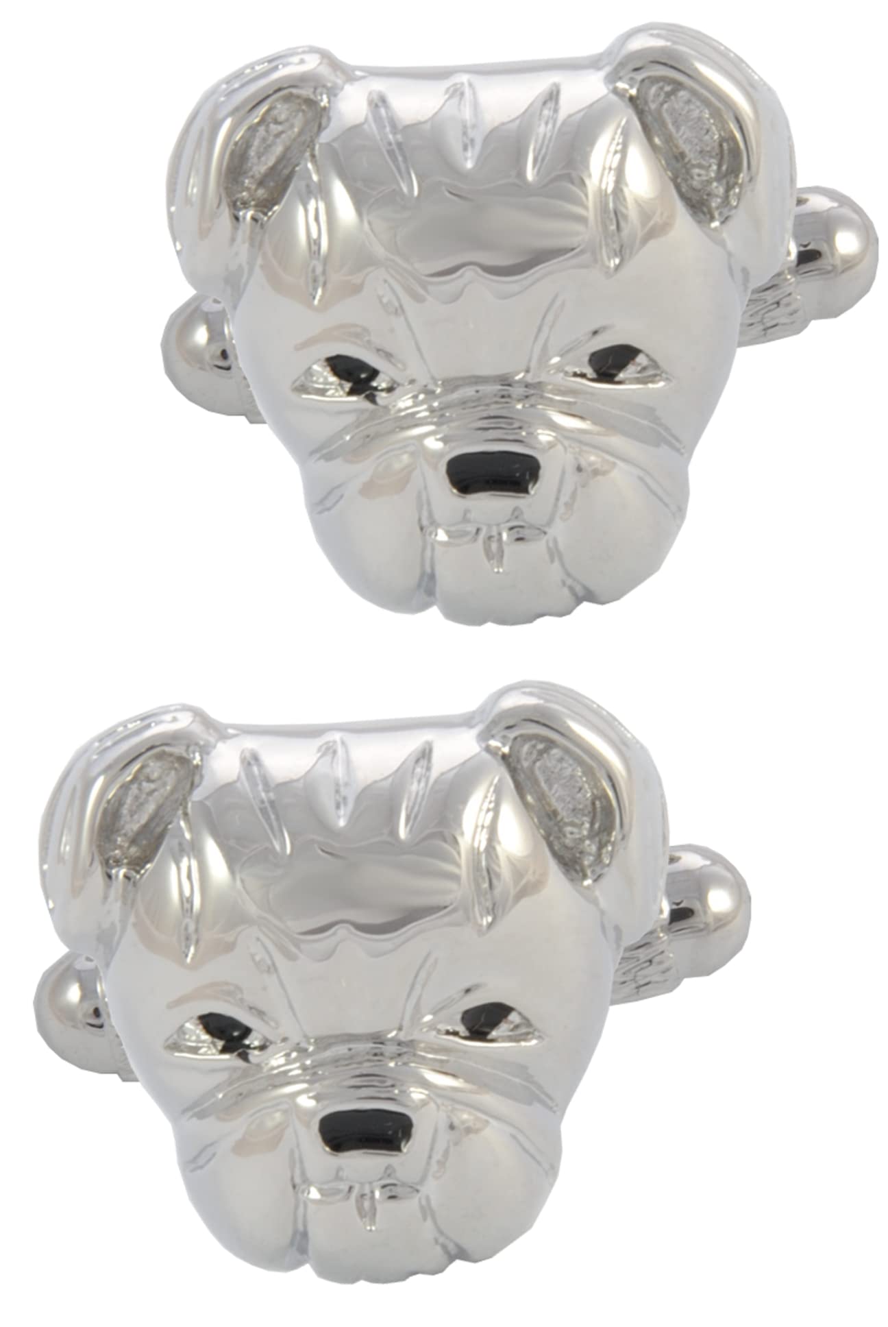 Cufflinks for Men + Presentation Box - Dog - Bulldog - Brass Metal - Animal British Vet Canine - Silver Colour - One Pair