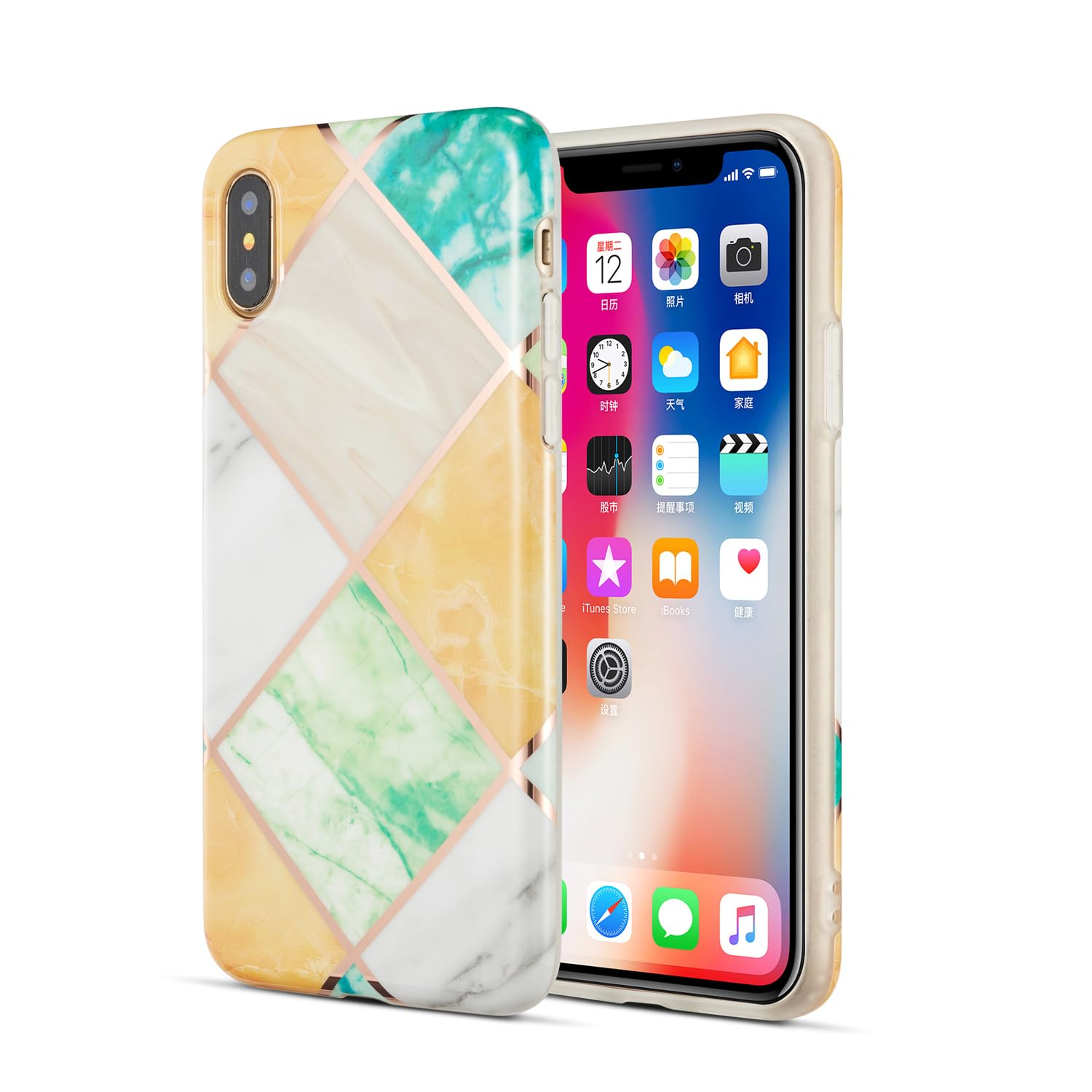 DEFBSC for iPhone Xs Max Marble Case, Colourful Ultra Slim Soft TPU Bumper Shockproof Colourful Marble Back Cover Case for iPhone Xs Max, Yellow