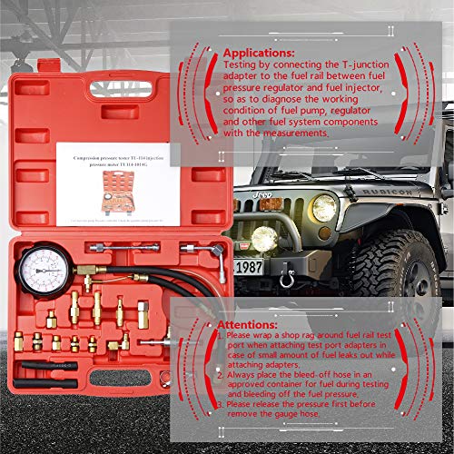 20 Pcs 0140 PSI Universal Fuel Injector Pressure Test Kit for Trucks