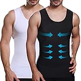 Mens Slimming Compression Shirt, Body Shaper Workout Tank Top, Gynecomastia Tummy Control Undershirts - Change in Seconds