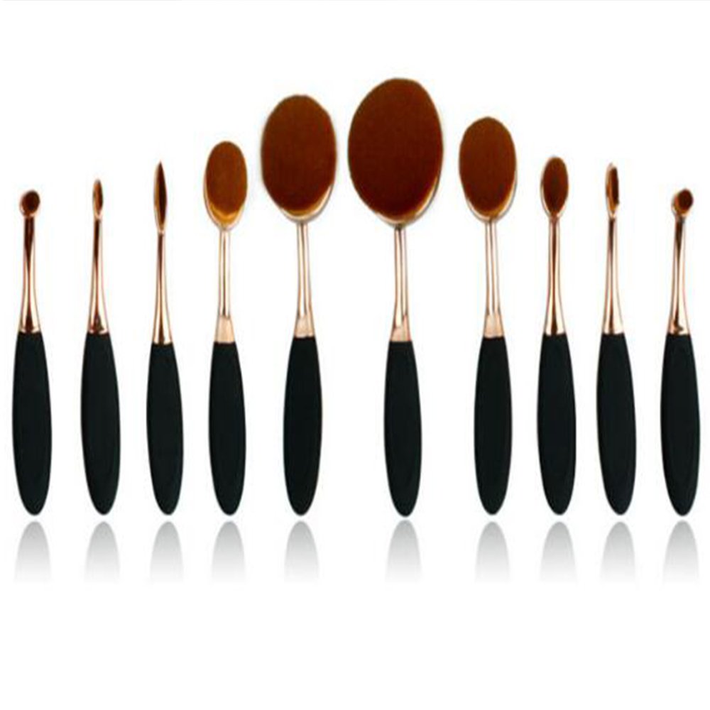 Garrelett Makeup Brushes - 10 Pcs Oval Toothbrush Foundation Contour Powder Blush Conceler Eyeliner Eye Shadow Brush Cosmetic Brushes Set