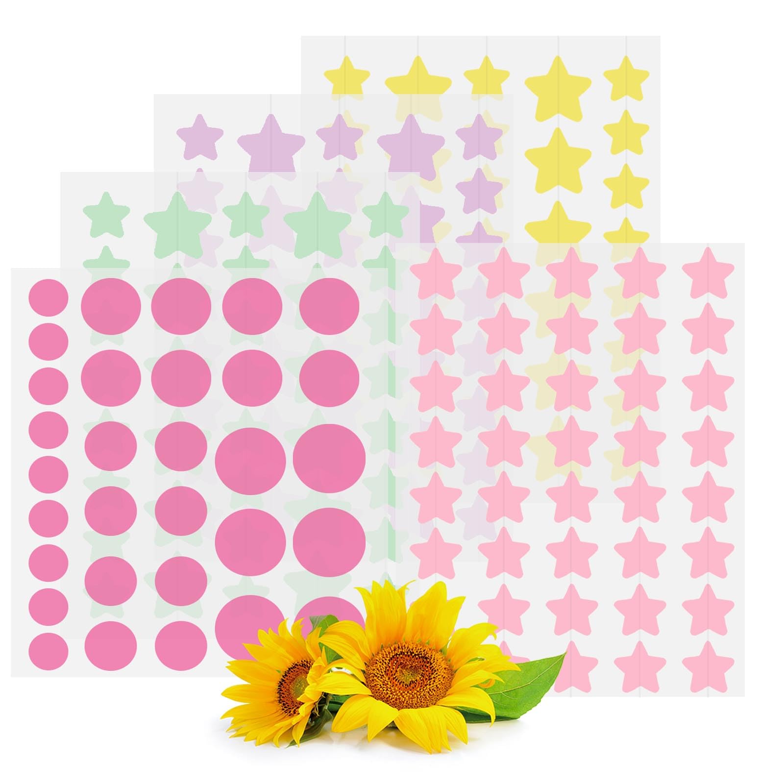 GWAWG 185 PCS Pimple Patches Star and Round Shaped Acne Stickers with Tea Tree Oil + Salicylic Acid + Centella for Acne Blemish Pimples Whiteheads Zit Green Yellow Pink