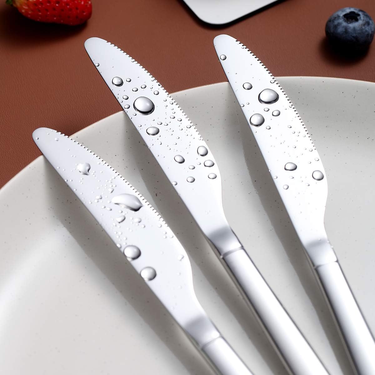 Berglander Dinner Knives Set Of 6, Stainless Steel Shiny Modern Dinner Knife, Butter Knife Table Knives Dishwasher Safe: Kitchen & Dining