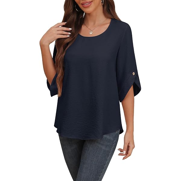 Anyally Women's Chiffon Blouse - V-Neck Short Sleeve Tunic Top With Ruffle Sleeves, Royal Blue, XX-Large, For Leggings