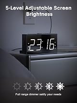 ROCAM Alarm Clock with Bed Shaker Dual Alarm Extra Loud 7.5" LED White view 6