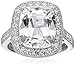 Amazon Collection Platinum-Plated Sterling Silver Cubic Zirconia Cushion-Cut Ring