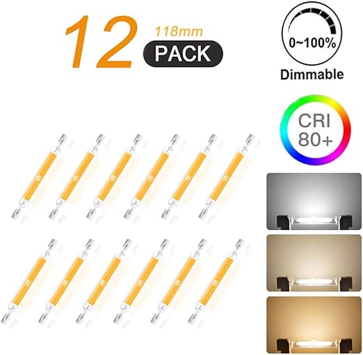 12piezas 118mm R7S COB LED Bulbs, Reemplazo de Bombillas Halógenas R7S
