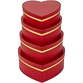 Oairse Heart Boxes for Flowers Nesting Gift Boxes with Lids Heart Shaped Boxes for Flowers Arrangements Set of 4 Red Gift Boxes for Presents, Bridesmaid, Proposal, Wedding, Birthday, Party Favor