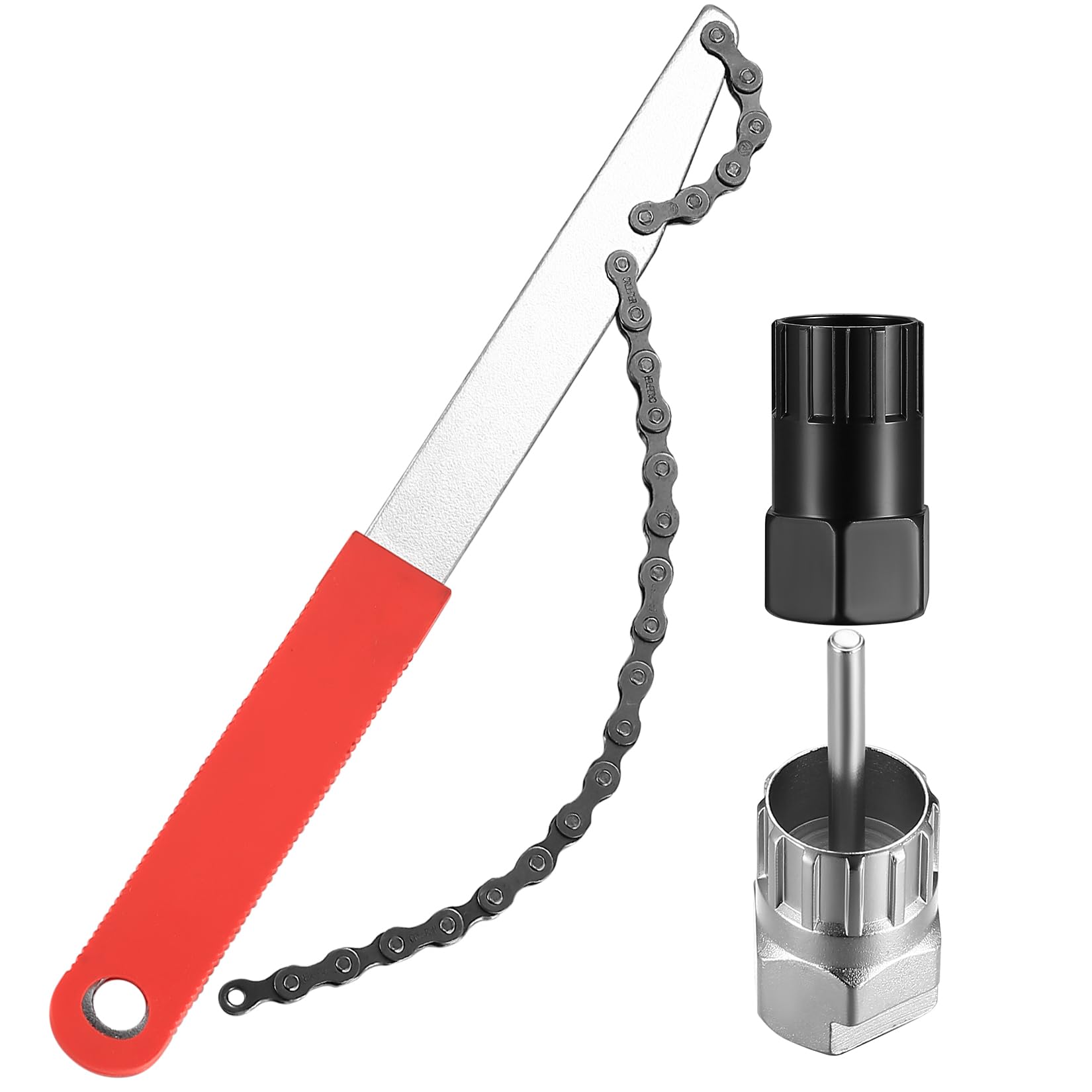 Bike Cassette Removal Tool, 1 x Bike Chain Whip Tool Kit & 2 x Cassette Lockring Removal Tool, Bicycle Freewheel Removal Tool, Bike Sprocket Remover for 6, 7, 8, 9, 10, 11 Speed Cassette Tool