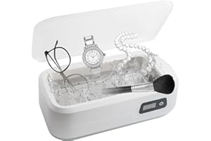 SIWMER Ultrasonic Jewelry Cleaner, 22oz Jewelry Ultrasonic Cleaner 48W Portable Professional Ultrasonic Cleaner for Jewelry, Eyeglass, Watches, Dentures, Ring, Blade Razor 640ml 48KHz(White)