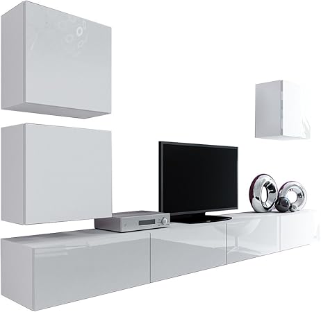 Wohnwand Vigo Xxii Design Mediawand Modernes Wohnzimmer Set Anbauwand Hangeschrank Tv Lowboard Weiss Weiss Hochglanz Amazon De Kuche Haushalt