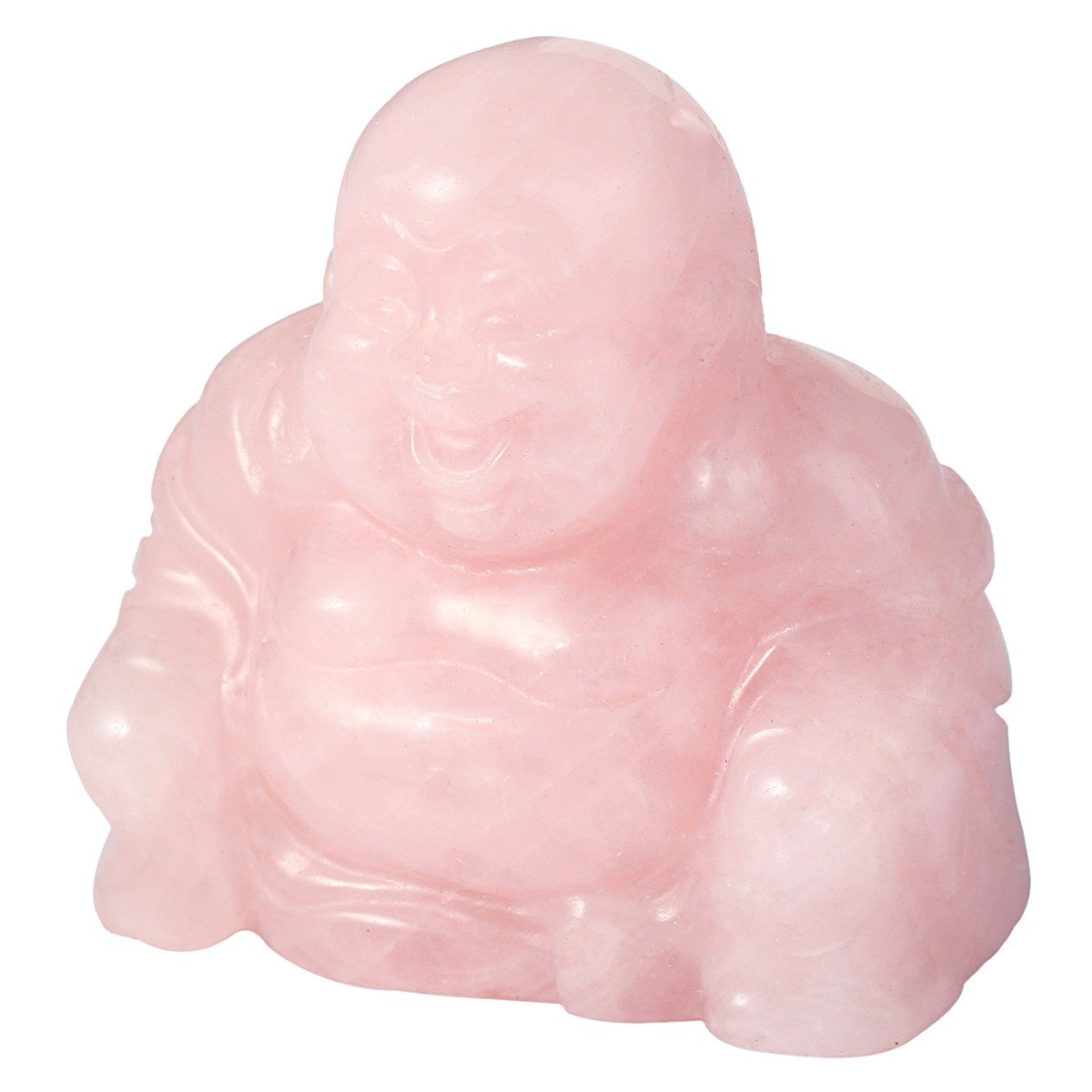 mookaitedecor Rose Quartz Happy Buddha Crystal Figurine Carved Statue Pocket Stone Home Decoration 1.5 inch