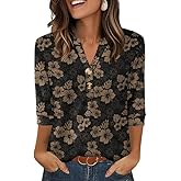 OFEEFAN Womens Tops 3/4 Sleeve Henley Shirts for Women Fall Fashion 2025 School Outfits for Teachers