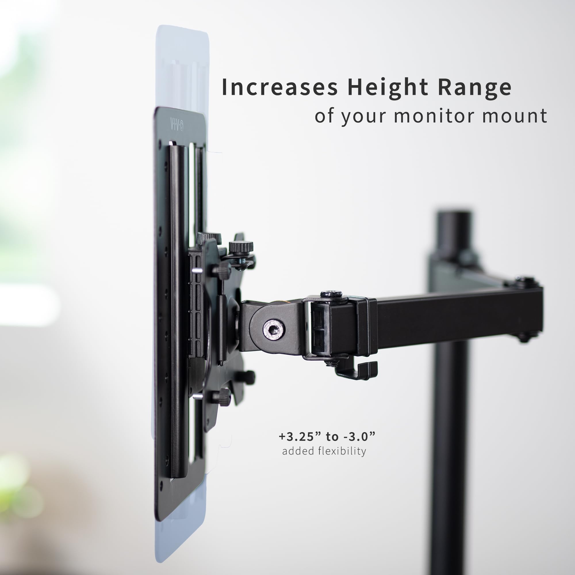 VIVO Height Adjustable VESA Adapter Stand for Individual Monitors up to 27 Inches Black