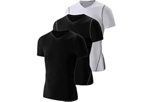 Sanke 3 Pack Youth Boys Girls Athletic Shirts Short Sleeve Baseball Shirts Quick Dry Football Compression Sports Tee Shirt