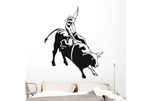 Wallmonkeys FOT-26217658-60 WM312203 Bull Riding Vinyl Ready Vector Illustration Peel and Stick Wall Decals, 60" H x 48" W-Jumbo