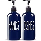 COHOSEGE Glass Soap Dispenser Set 2 Pack,16 Oz Dish Soap Dispenser for Kitchen Sink,Blue Kitchen Accessories and Kitchen Decor,Blue Decorations and Kitchen Utensils for Kitchen