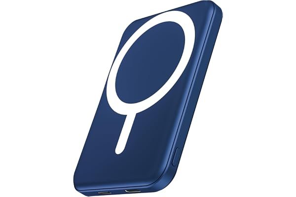 podoru for Magsafe Battery Pack, 5000mAh Magnetic Power Bank with Type-C Cable 20W PD Fast Charging Lighting Input Wireless Portable Charger for iPhone 17/16/15/14/13/12/ All Series-Dark Blue