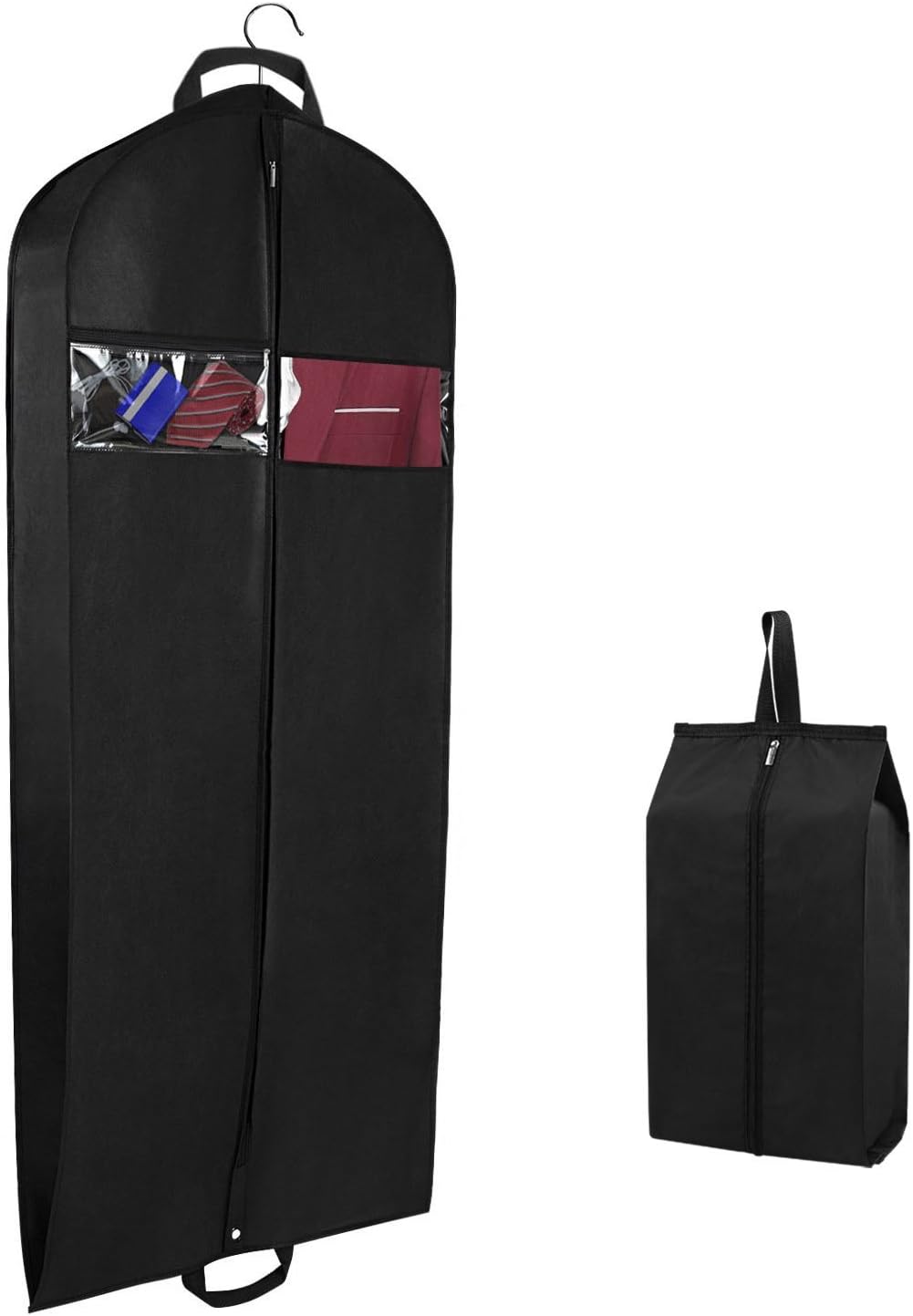 Syeeiex Breathable Suit Carrier Covers Bag Dress Garment Bag with Pockets Carry Handles Gusset and Shoe Bag for Traveling and Closet Organization, 152cm x 60cm x 15 cm