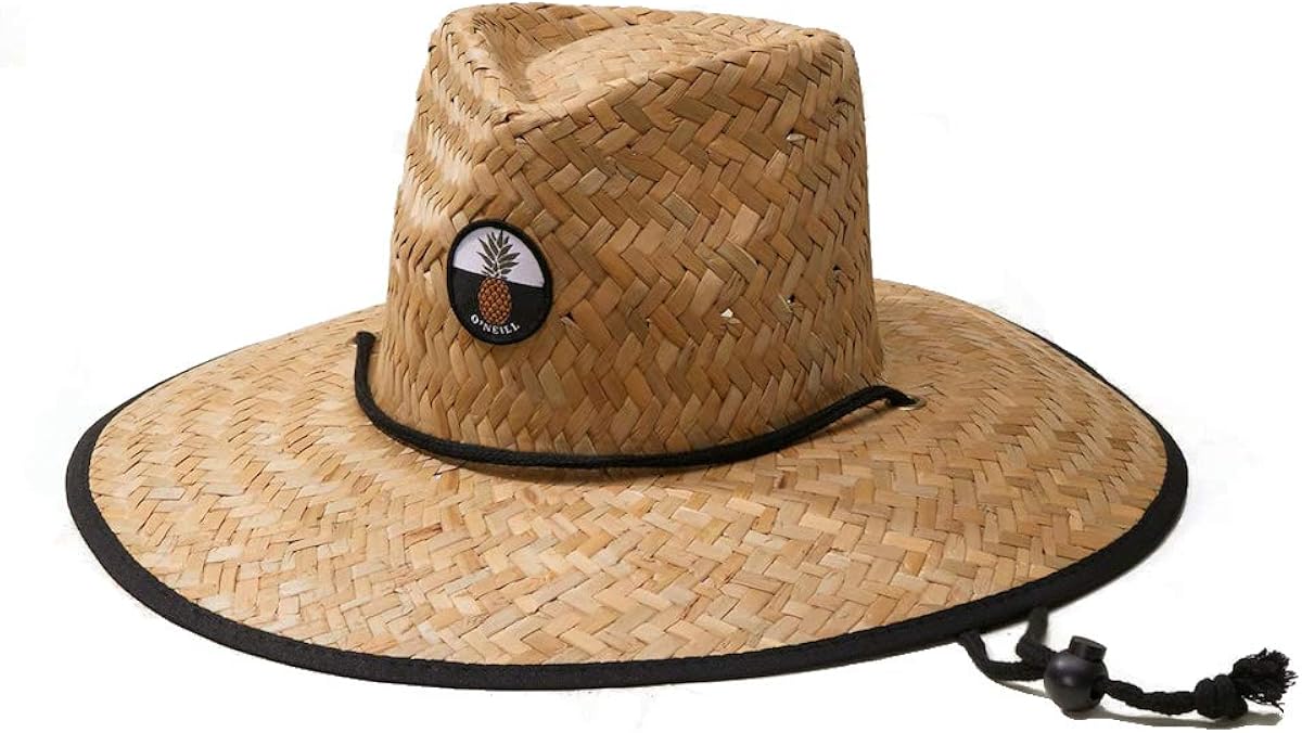 O'NEILL Women's Adjustable Chin Strap Straw Lifeguard Hat, Black/Sun Road, One Size at Amazon