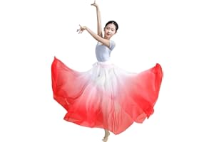 Z&X Gradient Color Sheer Long Flowy Wrap Skirt Ballet Lyrical Dance Costumes for Girls Ballerinas Performance