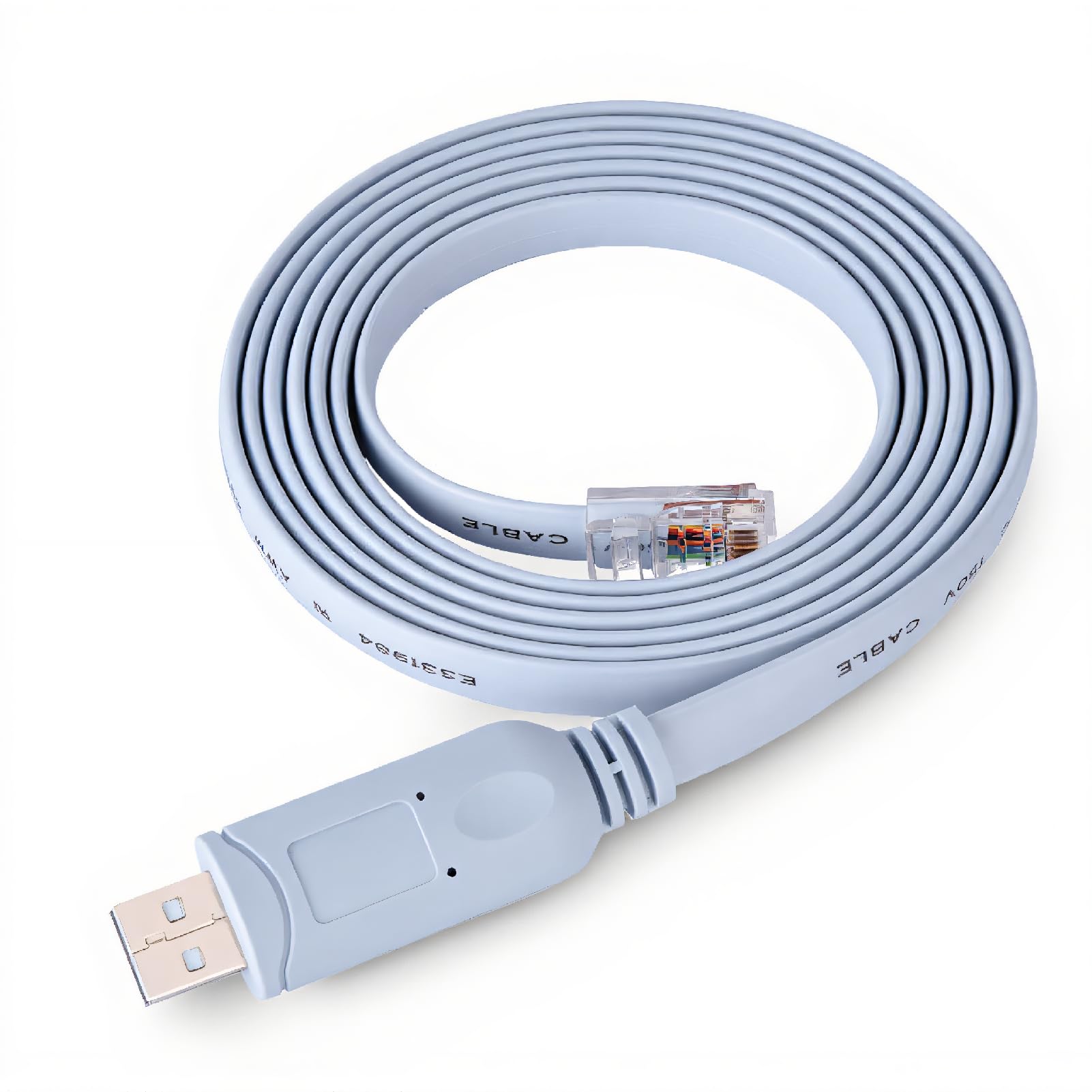Richer-R USB to RJ45 Cable, USB2.0 Male to RJ45 Male CAT5 Serial Console Flat Cable for Cisco Routers Switches for Cisco (CISCO) Routers, Huawei, JUNIPER, 3COM, Ruijie Routers/Switches/AP Wireless