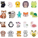 CRAFTYMELODY 20Pcs 20 Style Animal Silicone Bead Cute Silicone Focal Beads Colorful Sloth Lion Elephant Bee Fox Pen Beads Loose Spacer Bead for Beadable Pen Keychain Jewelry Making Crafts Charms