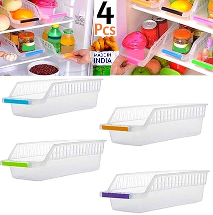 Angel Bear Fridge Storage Basket Shelf Organiser Rack Space Saver Food Storage Refrigerator
