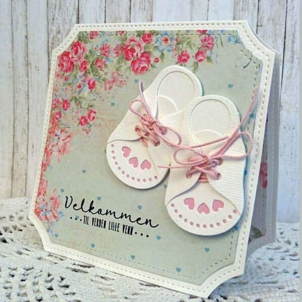 Kuizhiren1 Cutting Dies,Die Cuts,Baby Shoe Metal Cutting Dies DIY Scrapbooking Emboss Paper Cards Album Stencil Silver