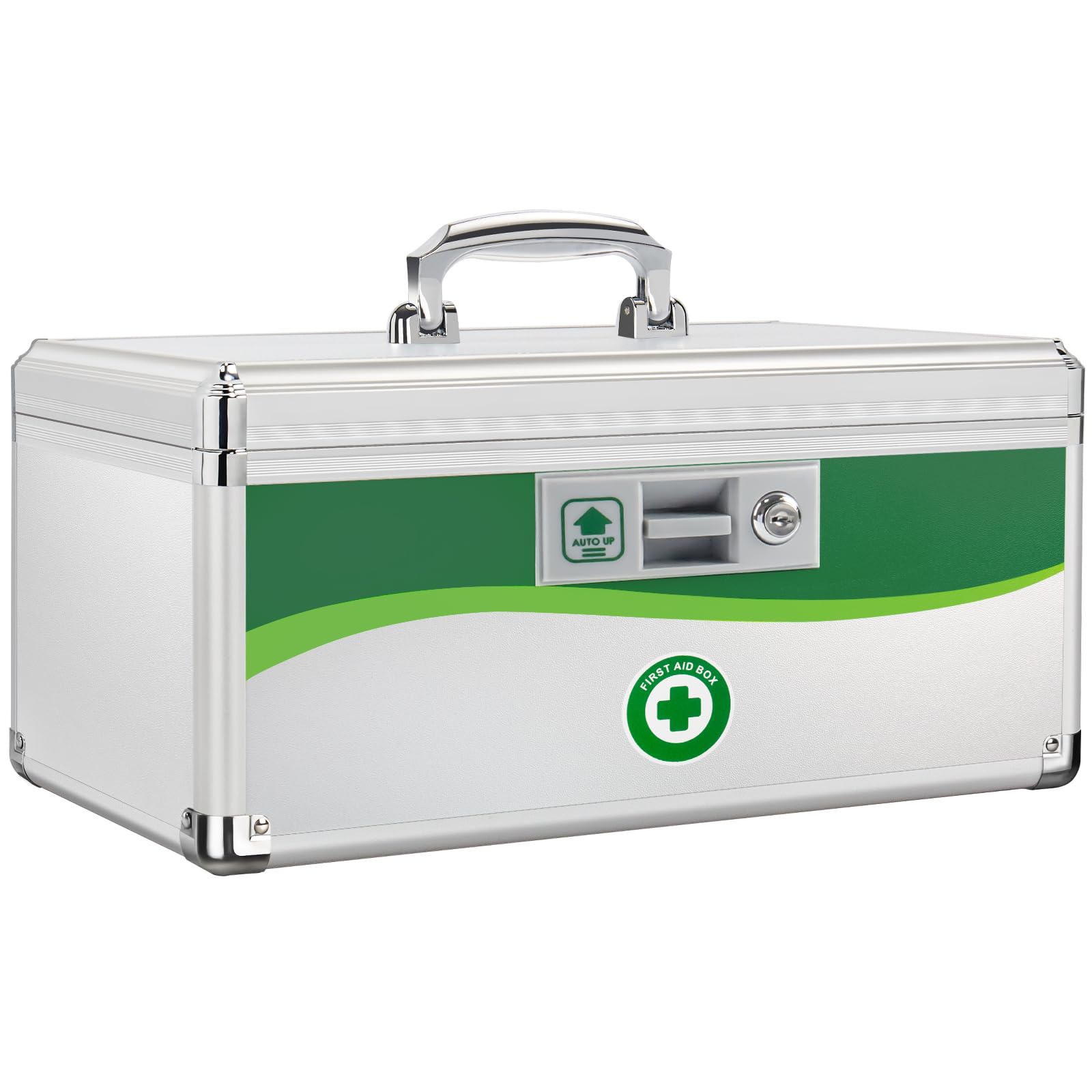 Photo 1 of ZORVIDSON Medicine Lock Box, First Aid Safe Medication Storage Box, Aluminum Daily Medicine Lockable Box with Key 15.9 x 9.25 x 7.48 Inch (Extra Large)