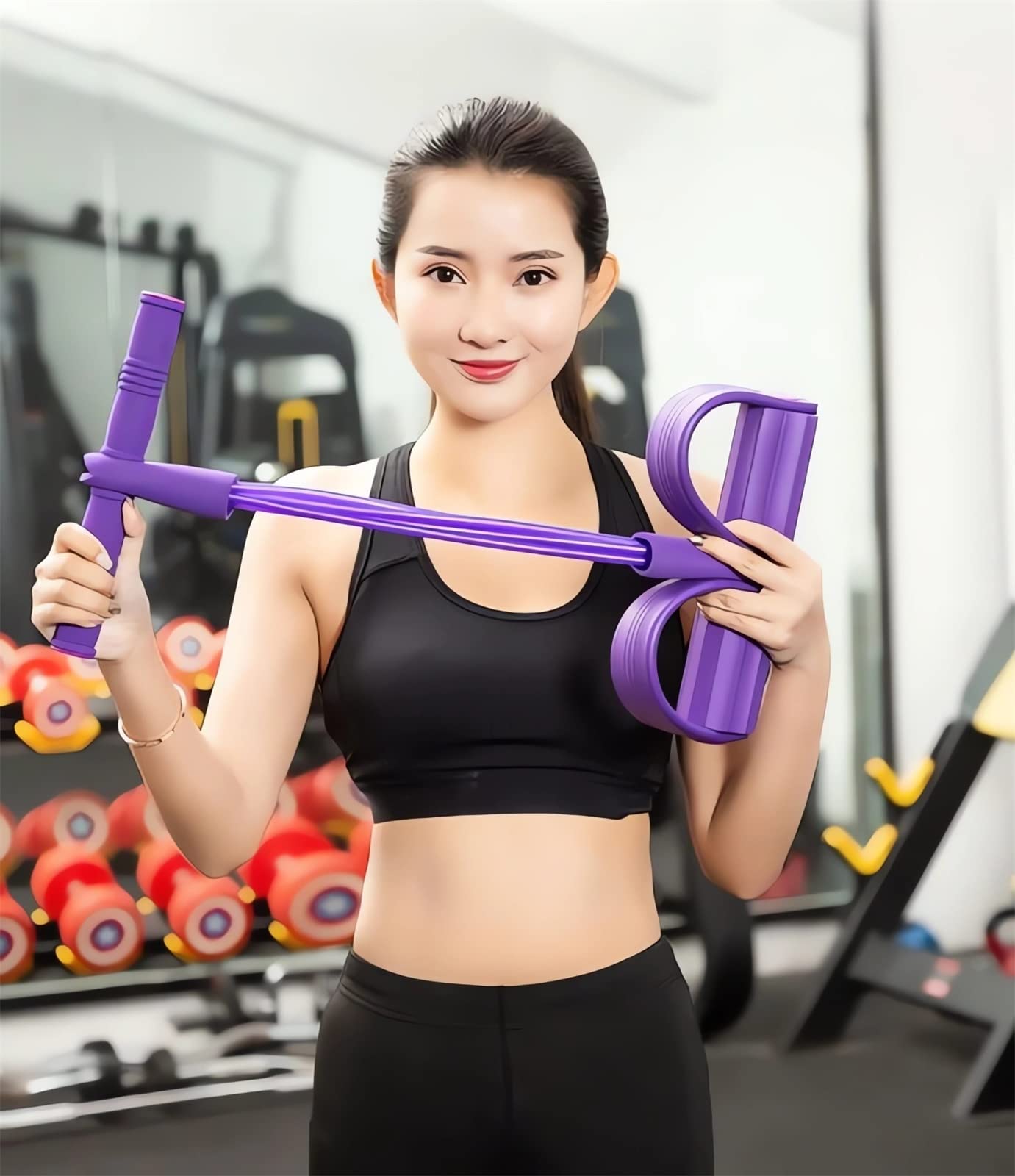 21 Fitness Resistance Bands-4 Tube Pedal Ankle Puller - 2023 New Sit up Leg Stretch Rope Exercise Bands with Handles, Stretching Workout Fitness Bands for Arm Weights Exercise Equipment