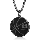 Susook Basketball Number Necklace for Men Black Stainless Steel Basketball Charm Pendant Personalized PH4:13 Bible Verse I Can Do All Things Sport Jewelry Gifts for Men