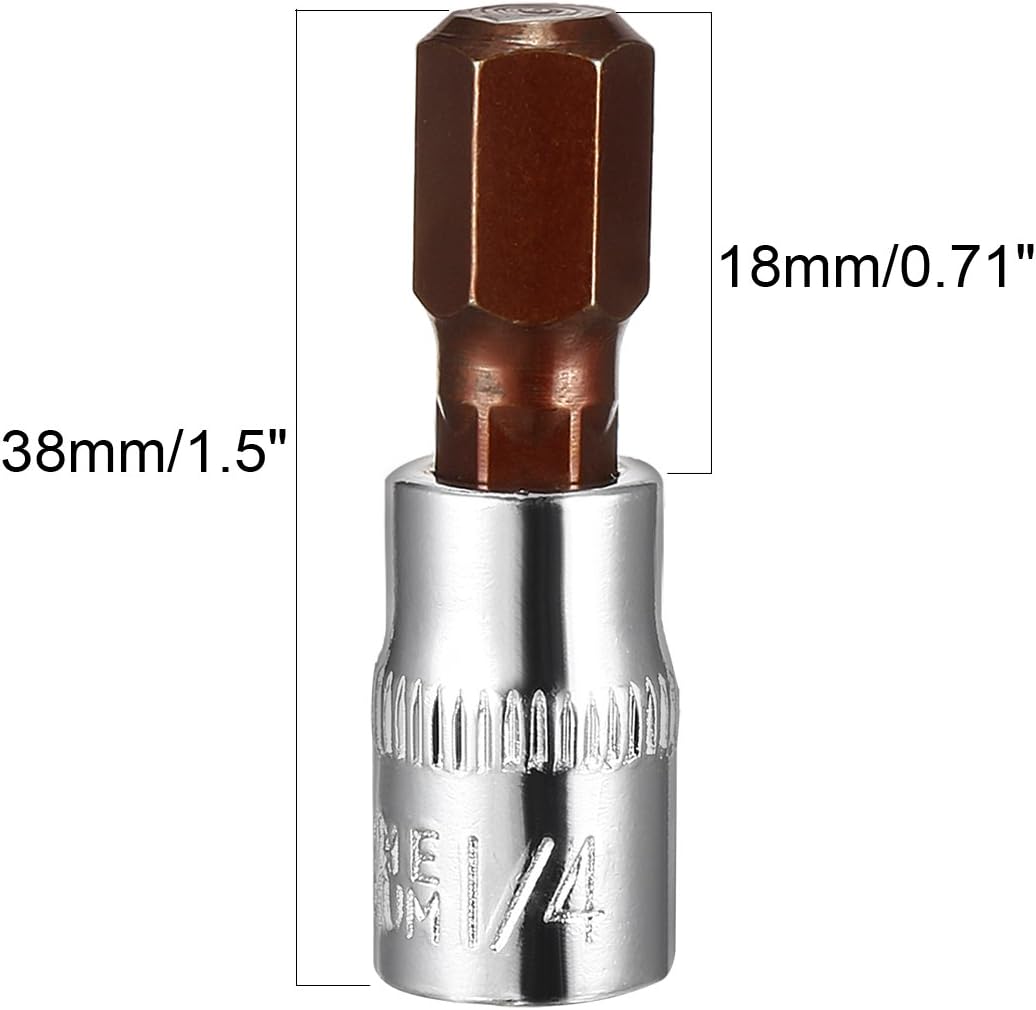 Sourcingmap 2pcs 1/4" Drive x H8 (8mm) Hex Bit Socket, S2 Steel Bits CR-V Sockets 1.5" Length Use with Ratchet Wrench - Image 5